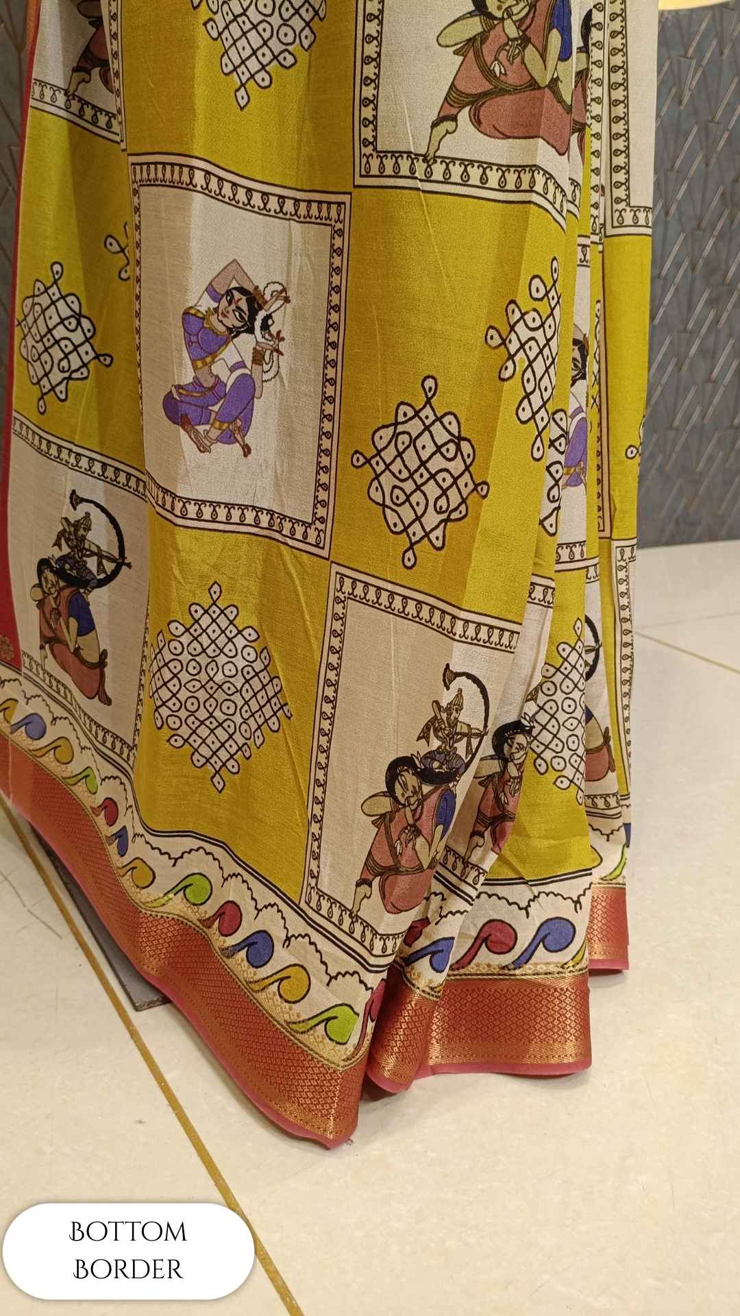 mangalagiri digital print saree with a classic ganga jamuna border